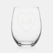Schattigee Chic Gold Bride Cursief Script Hart Wijnglas Zonder Voet (Achterkant)