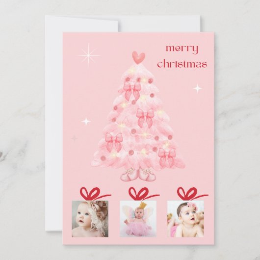 Schattigee Chic Merry kerstboom, aangepaste foto Feestdagenkaart (Voorkant)
