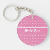 Schattigee Chic Naam Polka Dot Roze & Witte Sleute Sleutelhanger (Voorkant)