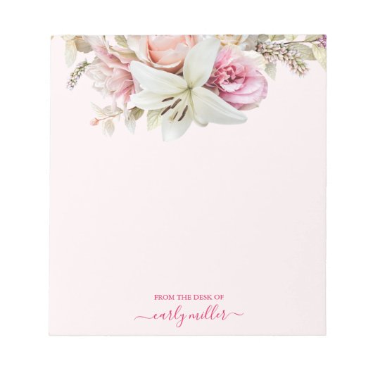 Schattigee Chic Pink Bold Elegant Bloemen Notitieblok (Voorkant)