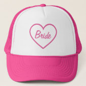 Schattigee Chic Pink Bride Cursief Script Hart Trucker Pet (Voorkant)