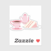 Schattigee Chic Pink Tea Set thema Sticker (Vel)