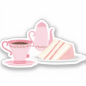 Schattigee Chic Pink Tea Set thema Sticker (Voorkant)