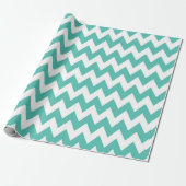 Schattigee Chic Turquoise Blauwgroen Chevron Zigza Cadeaupapier (Uitgerold)