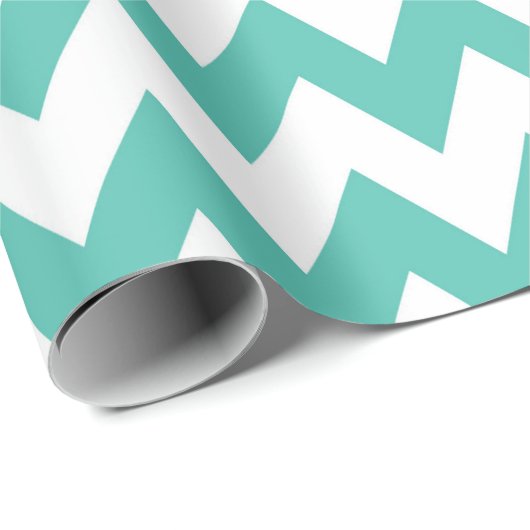Schattigee Chic Turquoise Blauwgroen Chevron Zigza Cadeaupapier (Rol Hoek)