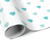 Schattigee Chic Turquoise Blauwgroen Witte Harten Cadeaupapier (Rol Hoek)