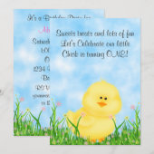 Schattigee Chick 1e verjaardagsuitnodiging voor me Kaart (Voorkant / Achterkant)