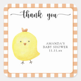 Schattigee Chick baby shower dank u Vierkante Sticker