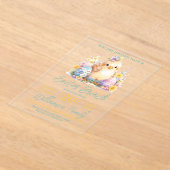 Schattigee Chick Bloemen Blauwe Paasbrunch Acryl Uitnodigingen (Laagn)