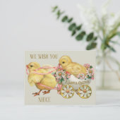 Schattigee Chick Bloemen Meisje Niece Happy Easte Feestdagenkaart (Staand voorkant)