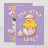 Schattigee Chick & Cool Bunny Easter Feestdagenkaart (Voorkant / Achterkant)