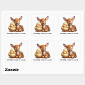 Schattigee Chick & Deer Knuffelen Beste Vrienden Vierkante Sticker (Vel)