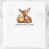 Schattigee Chick & Deer Knuffelen Beste Vrienden Vierkante Sticker (Tas)