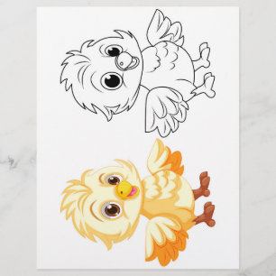 Schattigee chick doodle kleurplaat flyer