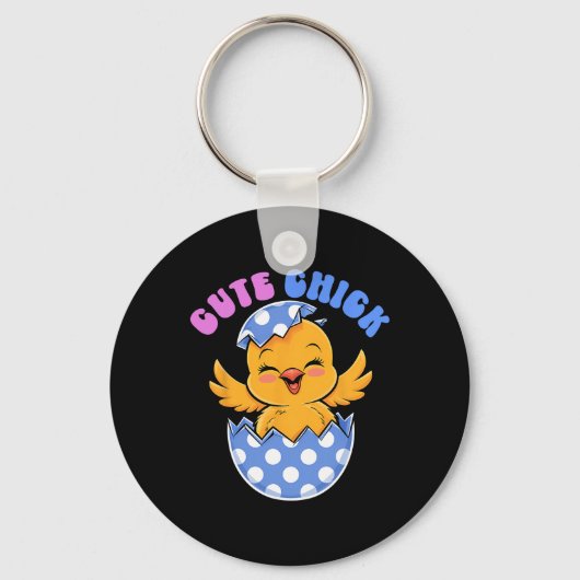 Schattigee Chick Easter Bunny Paasdag Kind Peuter Sleutelhanger (Voorkant)