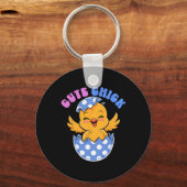 Schattigee Chick Easter Bunny Paasdag Kind Peuter Sleutelhanger (Voorkant)