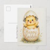 Schattigee Chick Happy Easter Greeting Briefkaart (Voorkant / Achterkant)