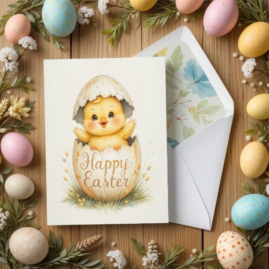 Schattigee Chick Happy Easter Greeting Kaart