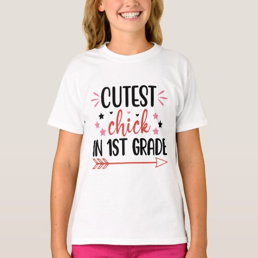 Schattigee chick in 1e klas Terug naar School T-Sh T-shirt (Voorkant)