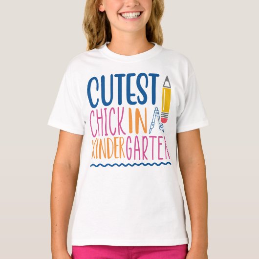 Schattigee chick in Kinder garten Terug naar schoo T-shirt (Voorkant)