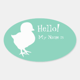 Schattigee Chick Naam Tag Ovale Sticker