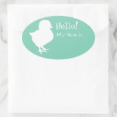 Schattigee Chick Naam Tag Ovale Sticker (Tas)