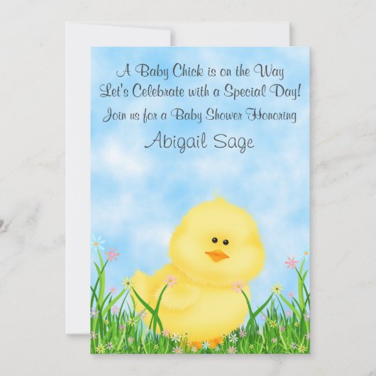 Schattigee Chick Neutral Baby shower Invitation Kaart (Voorkant)