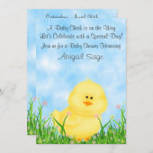 Schattigee Chick Neutral Baby shower Invitation Kaart (Voorkant / Achterkant)