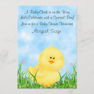 Schattigee Chick Neutral Baby shower Invitation Kaart