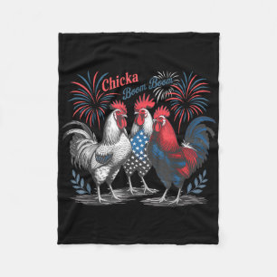 Schattigee Chicka Boom Boom Funny Chicken 4th of J Fleece Deken