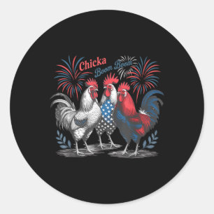 Schattigee Chicka Boom Boom Funny Chicken 4th of J Ronde Sticker