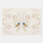 Schattigee Chickadee Birds Hearts Decoupage Gift Inpakpapier Vel (Voorkant)