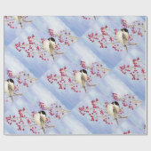 Schattigee Chickadee met bessen Waterverf Vogelkun Cadeaupapier (Vlak)