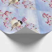 Schattigee Chickadee met bessen Waterverf Vogelkun Cadeaupapier (Hoek)