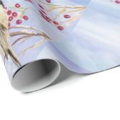 Schattigee Chickadee met bessen Waterverf Vogelkun Cadeaupapier (Rol Hoek)