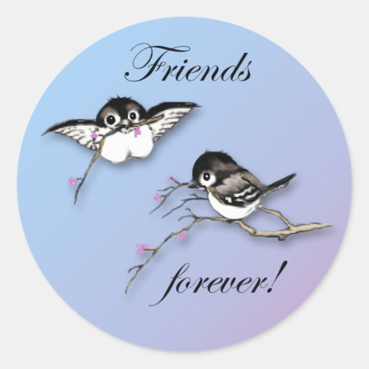 Schattigee chickadees vrienden voor altijd Sticker (Voorkant)