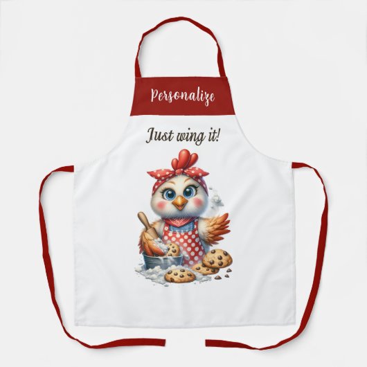 Schattigee Chicken Baking Cookies Keuken Quote Schort (Voorkant)