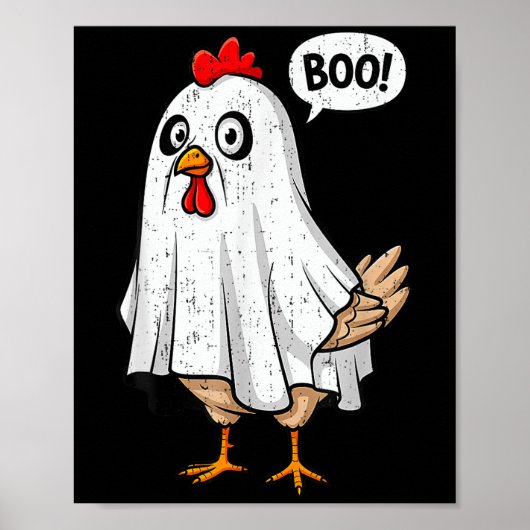 Schattigee Chicken Boo Happy Halloween Kostuum Man Poster (Voorkant)