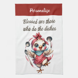 Schattigee Chicken Cooking Funny Keuken Quote Theedoek