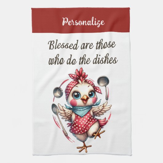 Schattigee Chicken Cooking Funny Keuken Quote Theedoek (Verticaal)