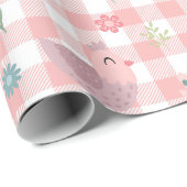 Schattigee Chicken Peach Gingham Wrapping Paper Cadeaupapier (Rol Hoek)