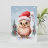 Schattigee Chicken Winter Kerstmis Waterverf Kaart (Staand voorkant)
