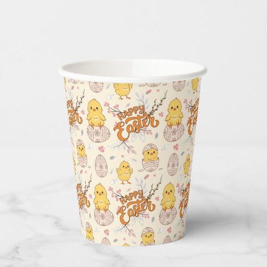 Schattigee Chicks & Eggs Party Papieren Bekers (Links)