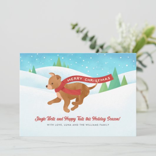 Schattigee Chihuahua Dog Snow Kerstmis Feestdagenkaart (Staand voorkant)