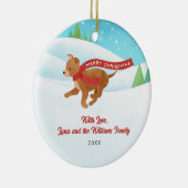 Schattigee Chihuahua Dog Snow Kerstmis Keramisch Ornament (Rechts)