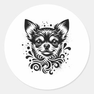 Schattigee Chihuahua Dog Tattoo Art _2 Ronde Sticker