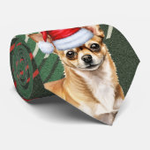 Schattigee Chihuahua Green Red Plaid Kerstvakantie Stropdas (Opgerold)