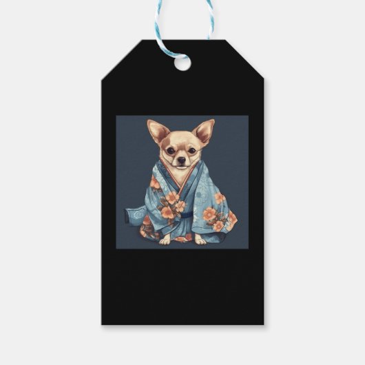 Schattigee Chihuahua Hond In Japans Kimono Robe Il Cadeaulabel (Voorkant)