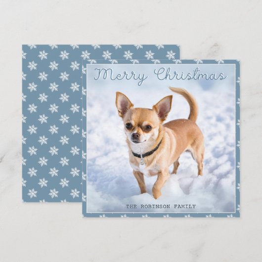 Schattigee Chihuahua Hond In Sneeuw  Sneeuwvlokken Feestdagenkaart (Voorkant / Achterkant)