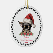 Schattigee Chihuahua Hondenpoot Santa Hat 1e Kerst Keramisch Ornament (Rechts)